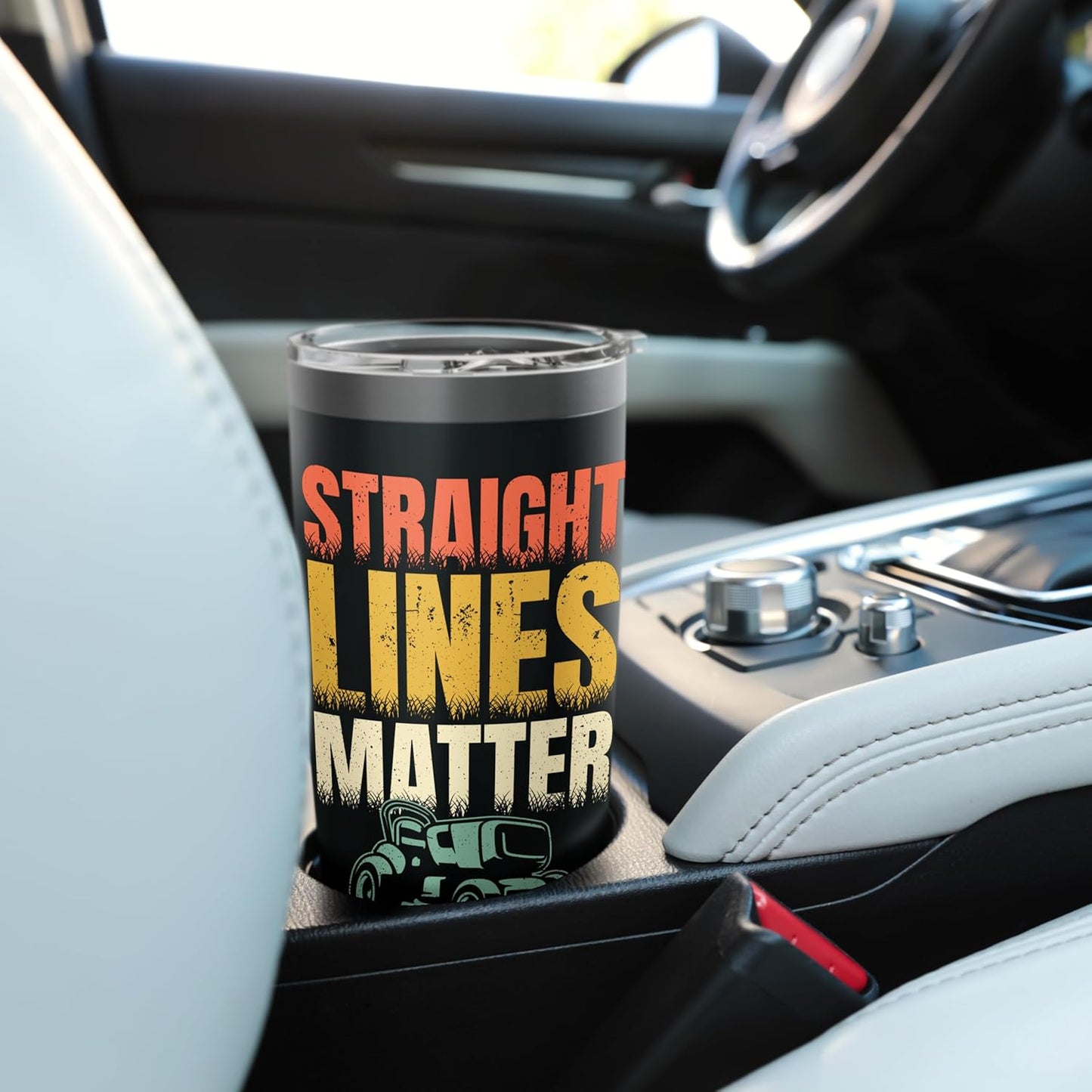 Straight Lines Matter Lawn Mower Tractor Men Mowing Dad Stainless Steel Insulated Tumbler