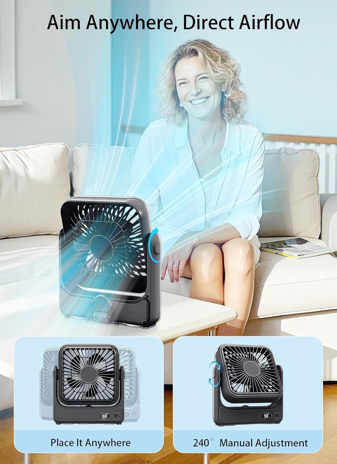 Magnetic Cruise Approved Fan, 5000mAh Ultra-Slim Travel Fan Rechargeable, 4-Speed, Hook Design, Portable Fan for Cruise Ship Cabin, Bedroom Sleeping, Camping, Travel & Cruise Essentials 2026