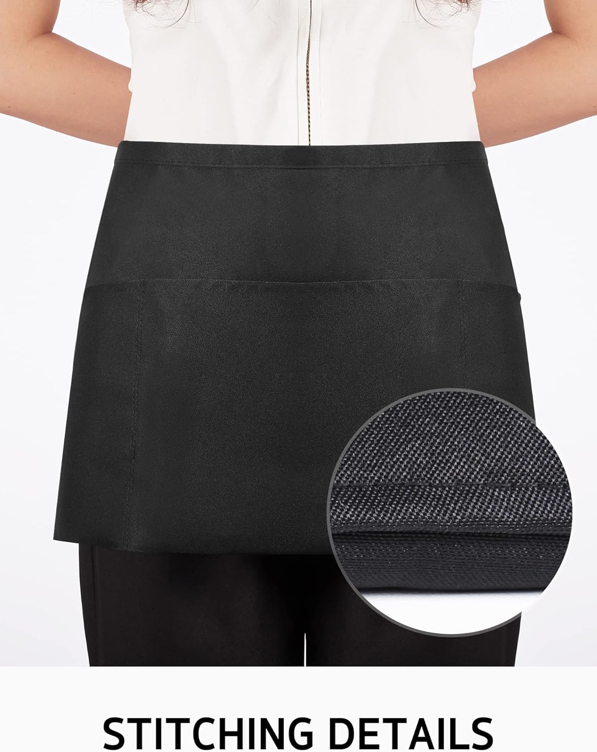 Syntus 3 Pack Server Aprons with 3 Pockets, 100% Cotton Waitress Waite