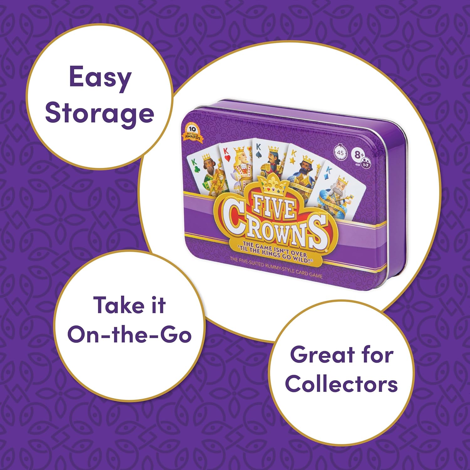 Five Crowns Collectible Tin – Card Game for Kids and Adults, Family Ga
