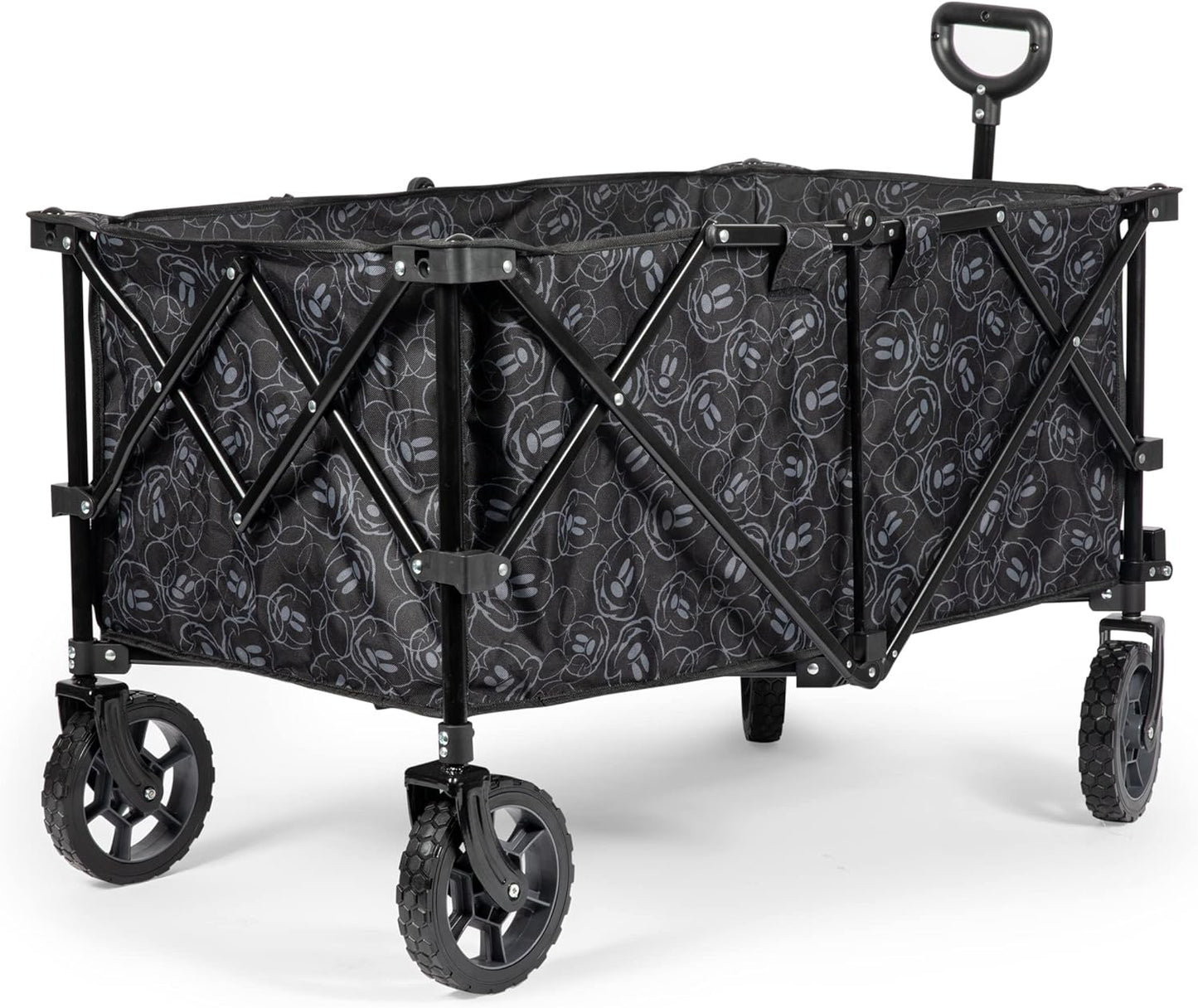 Picnic TIME Disney Mickey Mouse Adventure Wagon XL, Folding Utility Wagon with All Terrain Wheels and Steel Frame for Beach Camping Sports and Shopping, (Black)