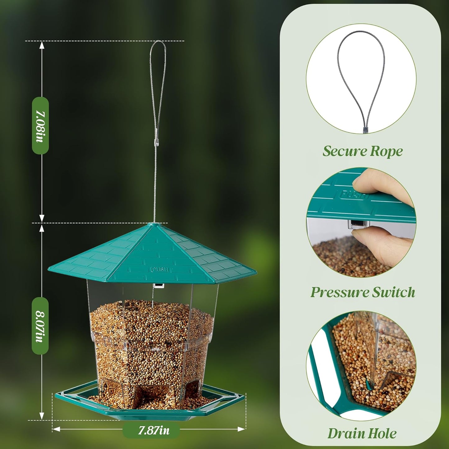 KSIA Klear Bird Feeder for Outdoor Hanging, Squirrel Proof Bird Feeders, Wild Birdfeeders Outside Hanging, Large Capacity Birdfeeder for Cardinal, Attracting Wild Birds, 2 Pack