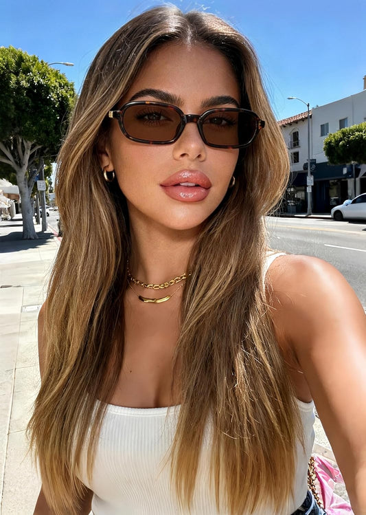 Retro Rectangle Sunglasses for Women Men Trendy Vintage Small Square S