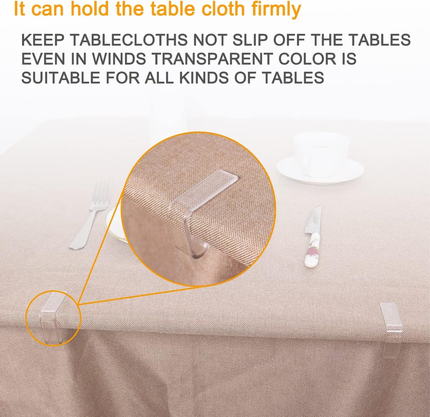 24 Pieces Transparent Clear Tablecloth Clips, Plastic Table Cloth Clips，Windproof Table Cover Holder Clamps，Table Cloth Holder for Christmas Home Wedding Party Indoor Outdoor Camping Picnic (Large)
