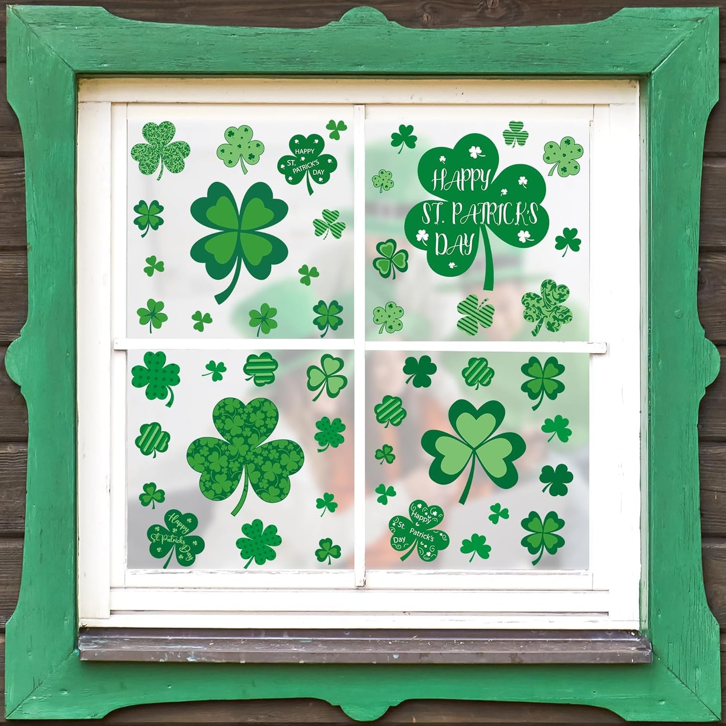 9 Sheets St Patricks Day Window Clings, 116 PCS St Patrick's Day Shamrock Window Stickers for St Patricks Day Decorations, Green Static Spring Window Clings for Glass Windows Decor