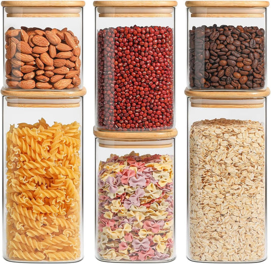 ComSaf Airtight Glass Storage Canister with Lids (0.7Qt/1.2Qt/1.6Qt) S
