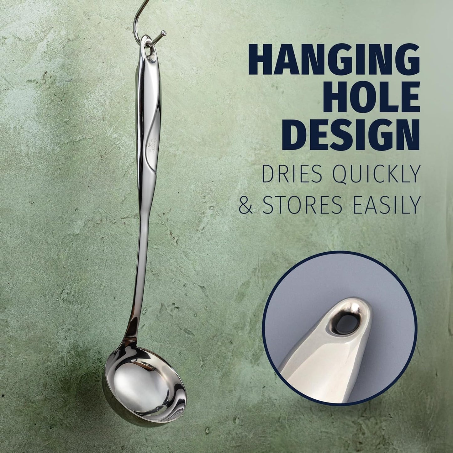 Zulay Kitchen Stainless Steel Soup Ladle - 13” Large Ladle for Soups, Stews & Sauces - Durable, Heat-Resistant, Rust-Proof & Dishwasher Safe Kitchen Utensil with Ergonomic Handle