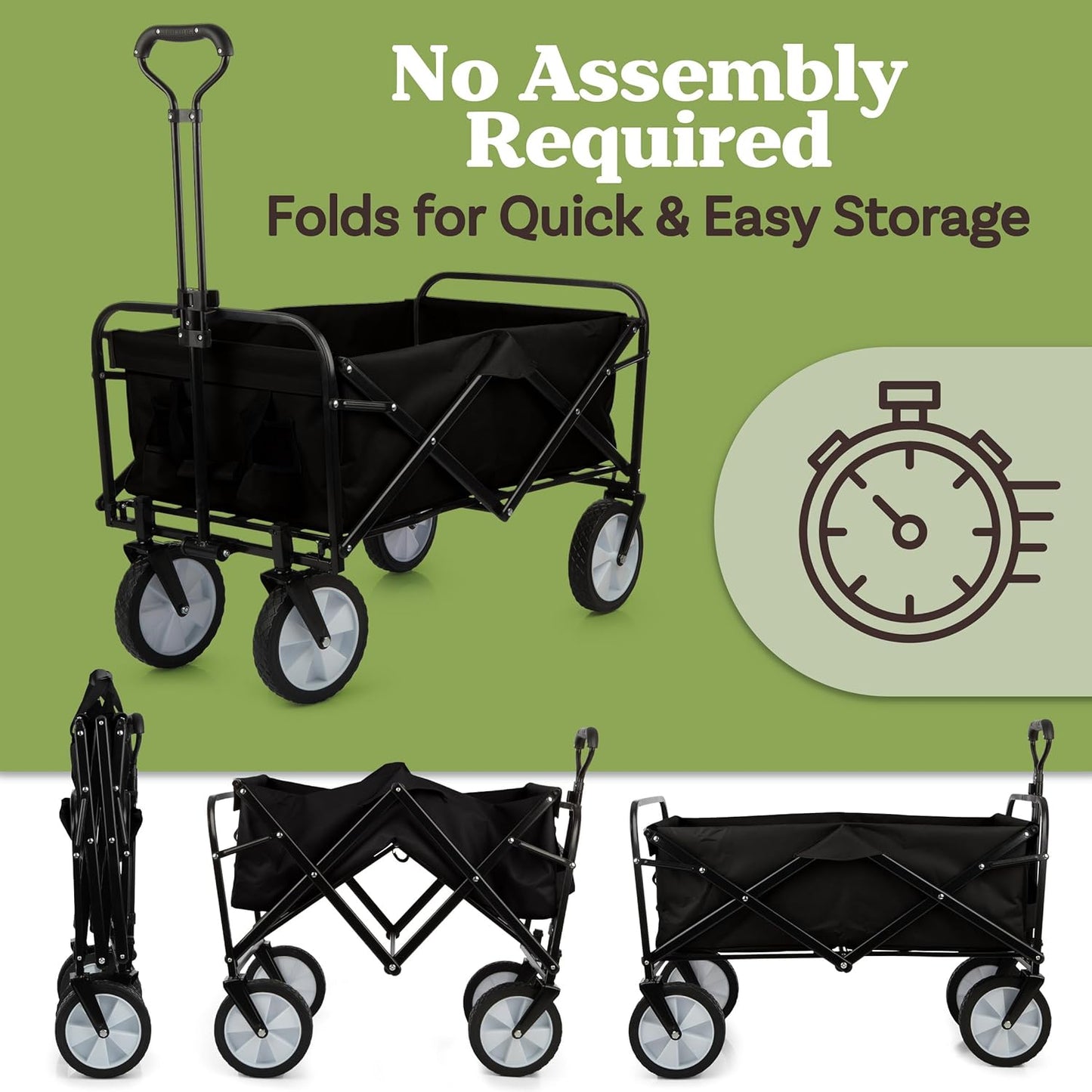Collapsible Wagon - Grocery Cart on Wheels - Portable Beach Wagon, Fol