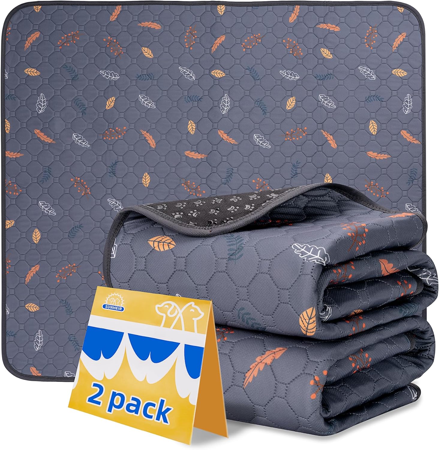 Sunheir Washable Pee Pads for Dogs , Thick Heavy Absorbency Reusable, 