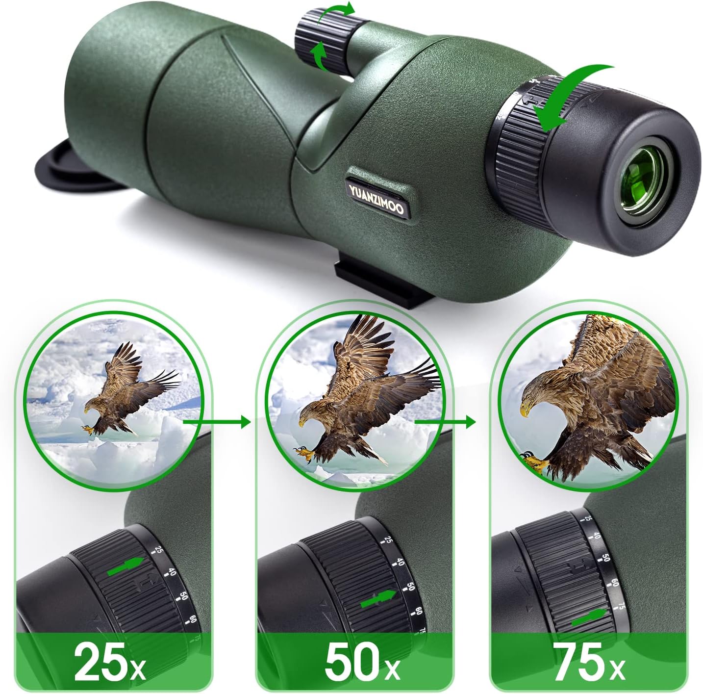 25-75x60 Spotting Scopes with Tripod Carrying Bag Phone Adapter Straig