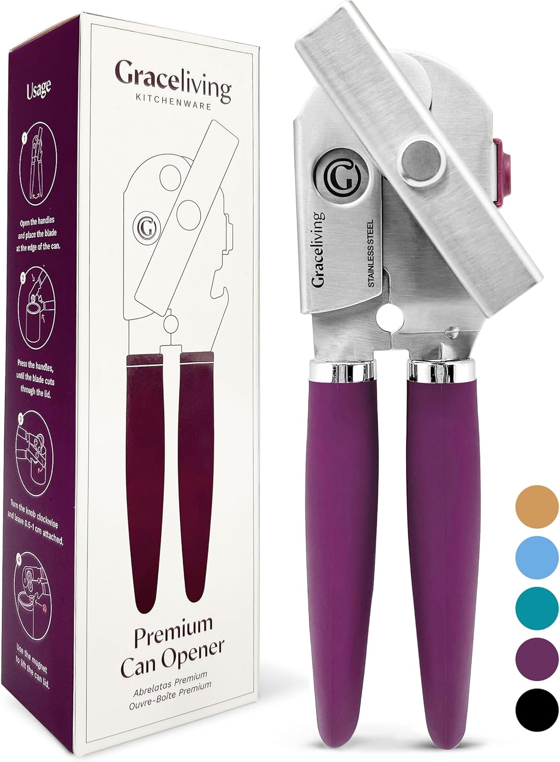 Premium Multifunction Magnetic Manual Can Opener and Bottle Opener, He