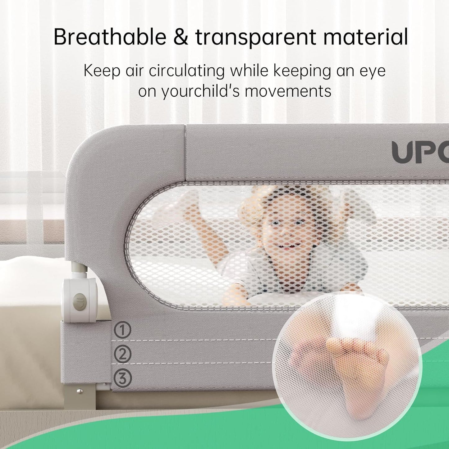 Folding Bed Rail for Toddlers,Baby Bed Rail Guard with Reinforced Anch