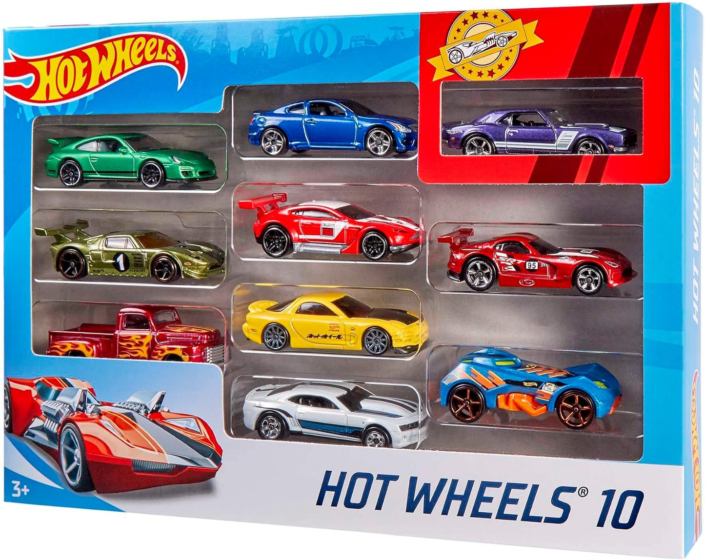 Hot Wheels Set of 10 1:64 Scale Toy Trucks and Cars for Kids and Colle
