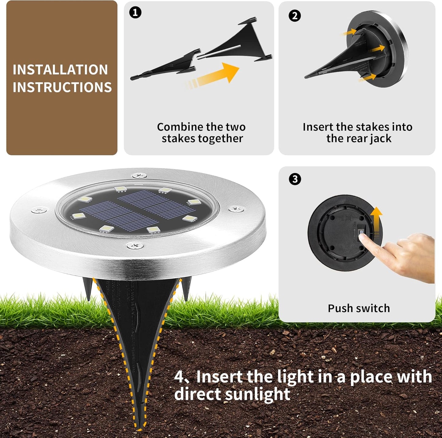 SOLPEX Solar Lights Outdoor Waterproof, 12 Pack Solar Ground Lights, S
