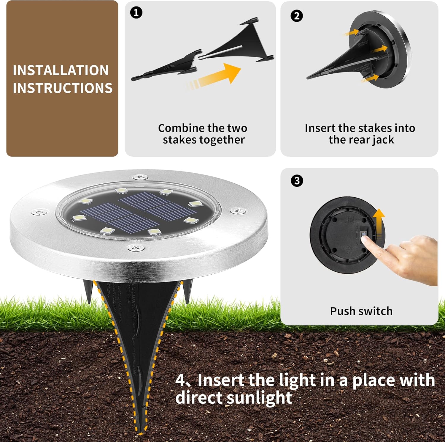 SOLPEX Solar Lights Outdoor Waterproof, 12 Pack Solar Ground Lights, S