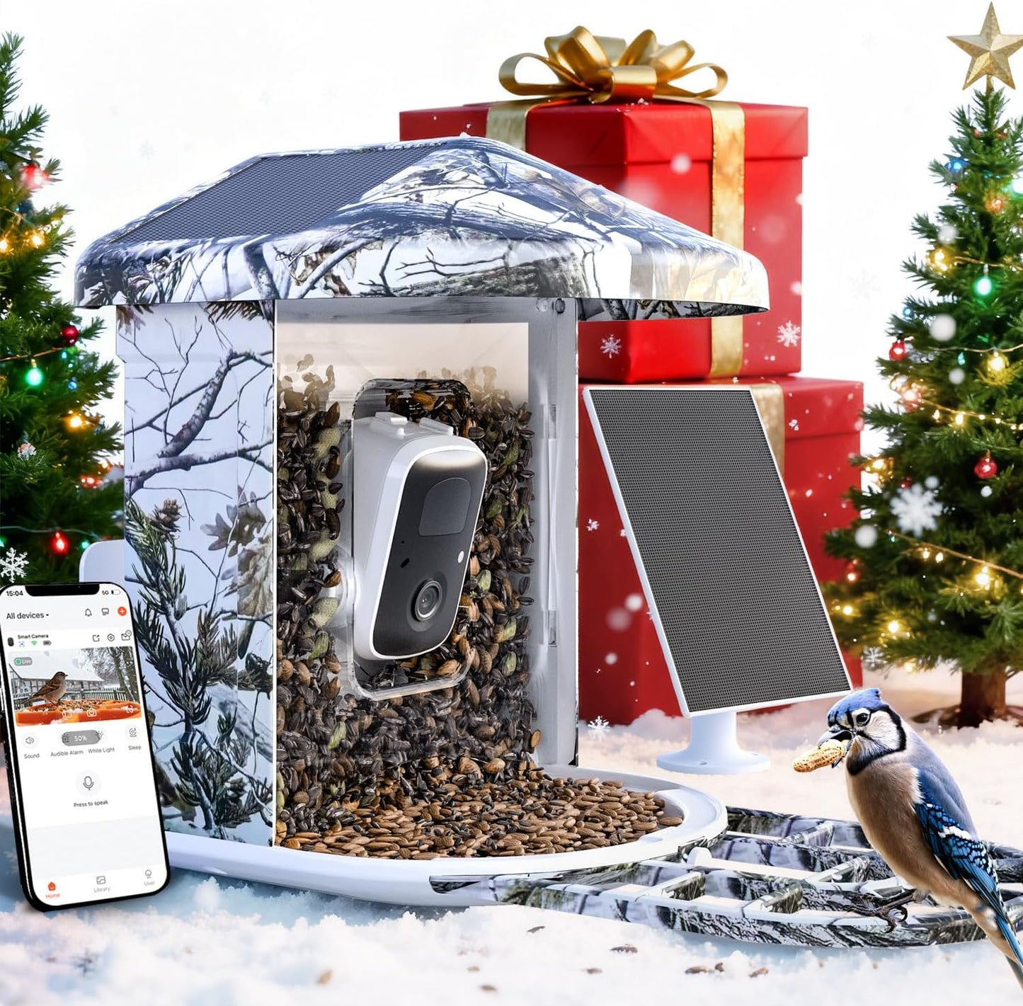 DCT Smart Bird Feeder with Camera: Christmas Gift & Stocking Stuffer for the Whole Family - 1080P HD & AI Identifies 11000+ Birds - Perfect Discovery Gift for Grandparents Parents & Kids Ages 2-12
