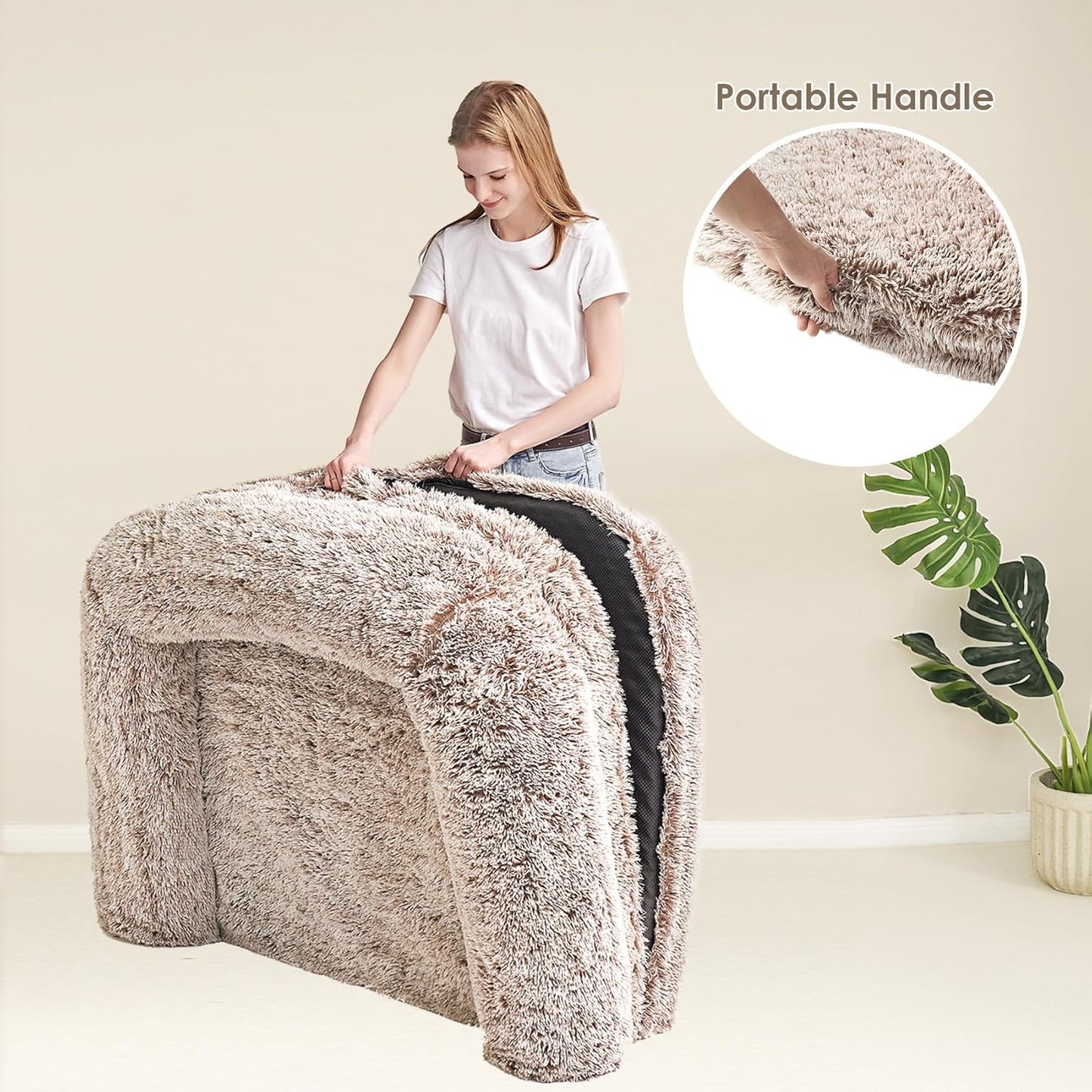 EHEYCIGA Foldable XXL Dog Bed for Large Sized Dog, 54"x38"x7.5" Faux F