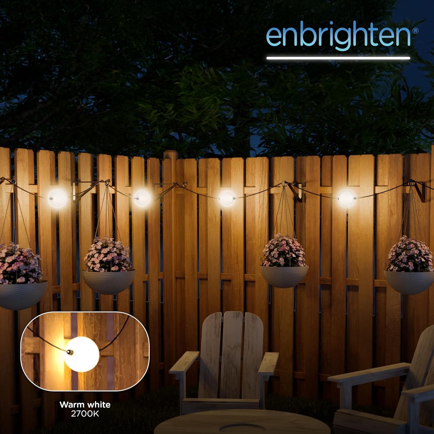 Enbrighten Globe Outdoor String Lights, 44ft, 12 Large 4in Round Bulbs, 2700K Warm White LED, Waterproof, Patio, Backyard, Garden, Pergola, Balcony, 84331