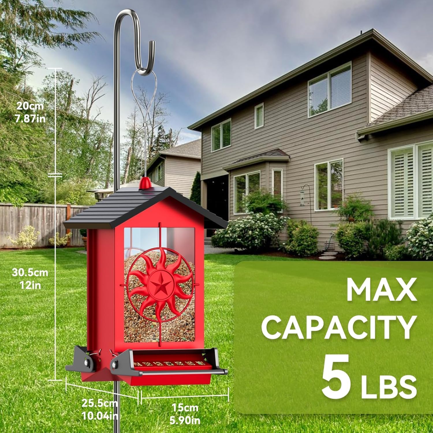 Metal Squirrel Proof Bird Feeders for Outdoors Hanging with Weight Act