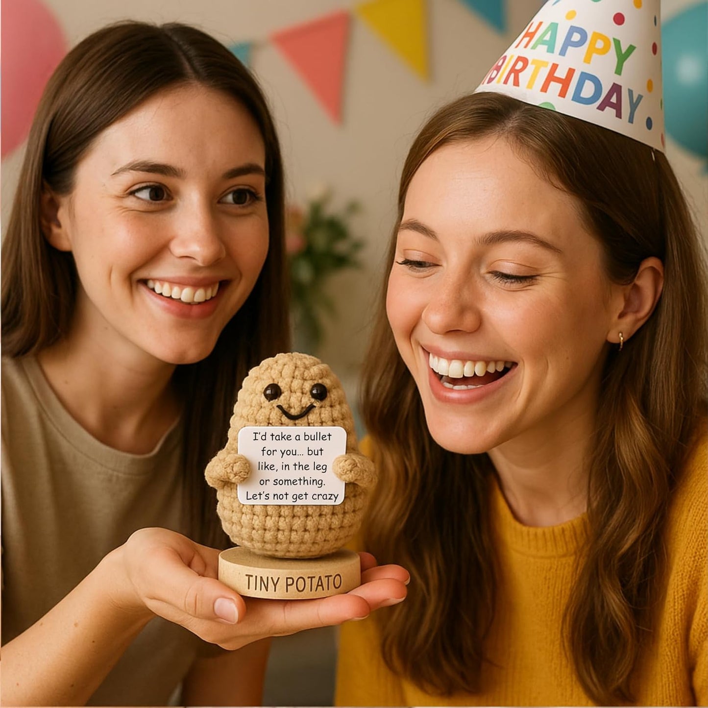Funny Friendship Gift - Tiny Potato with 30 Sassy Messages for Women Friends Bestie BFF Bestfriend Coworkers - Best Friend Birthday Gifts for Women Men Her Him Sister Classmate - Positive Crochet