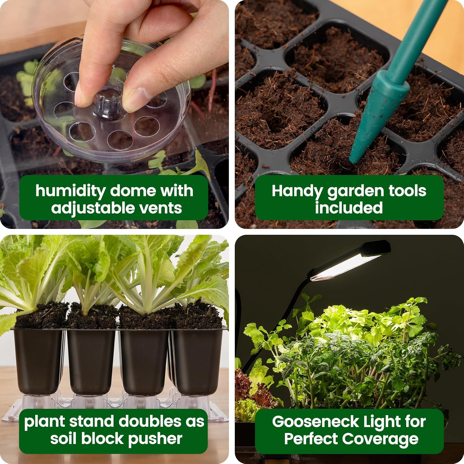 SOLIGT 72 Cell Self Watering Seed Starter Trays with Grow Light, 3 See