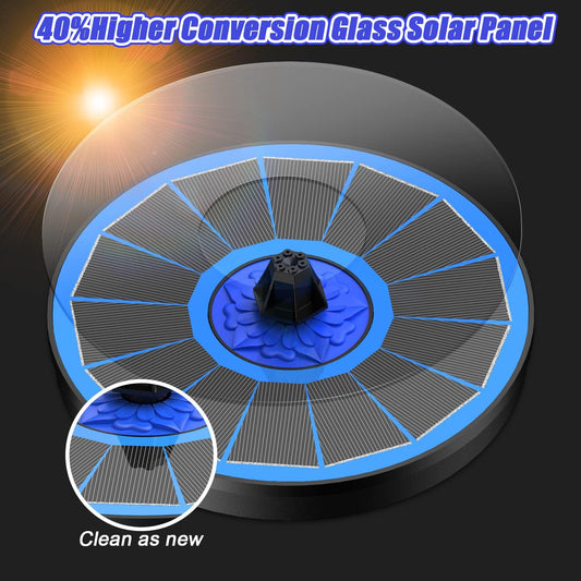 SZMP Solar Fountain Upgrade, 3.5W Solar Powered Bird Bath Fountains with Flower, Outdoor Water Feature Solar Pump with 7-in-1 Nozzles, 4 Fixed Pipes for Humingbirds, Garden, Pool, Pond, and Fish Tank