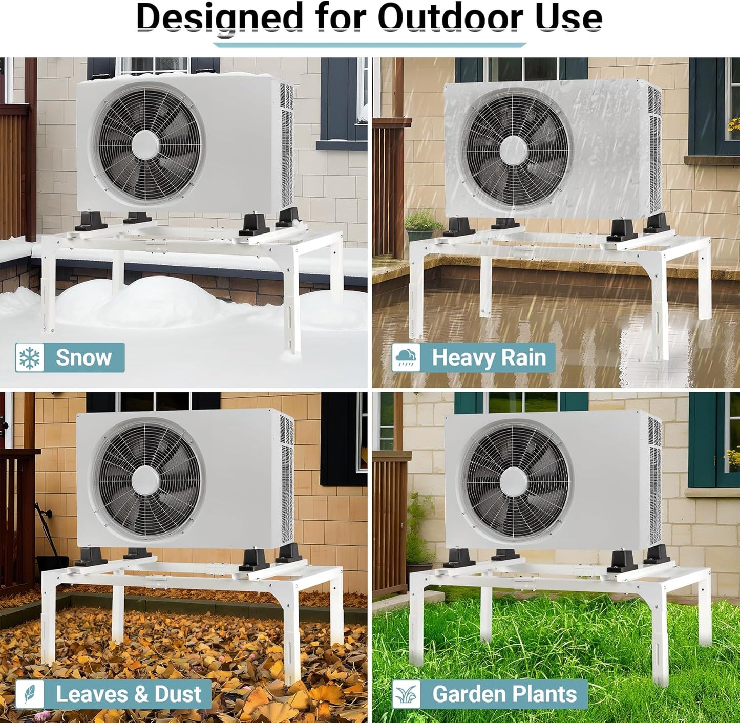Anti-Vibration Mini Split Stand for 9,000-24,000 BTU Ductless Mini Split Air Conditioner Heat Pump, Adjustable Heavy Duty Mini Split Ground Stand for Outdoor Use, 400LBS Load Capacity