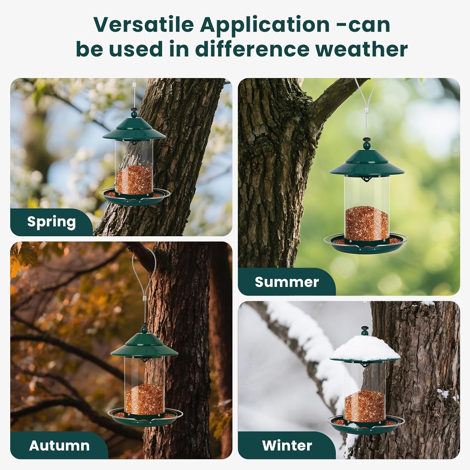 Metal Bird Feeder for Outdoors – 2.4LB Hanging Bird Feeder with 360-de