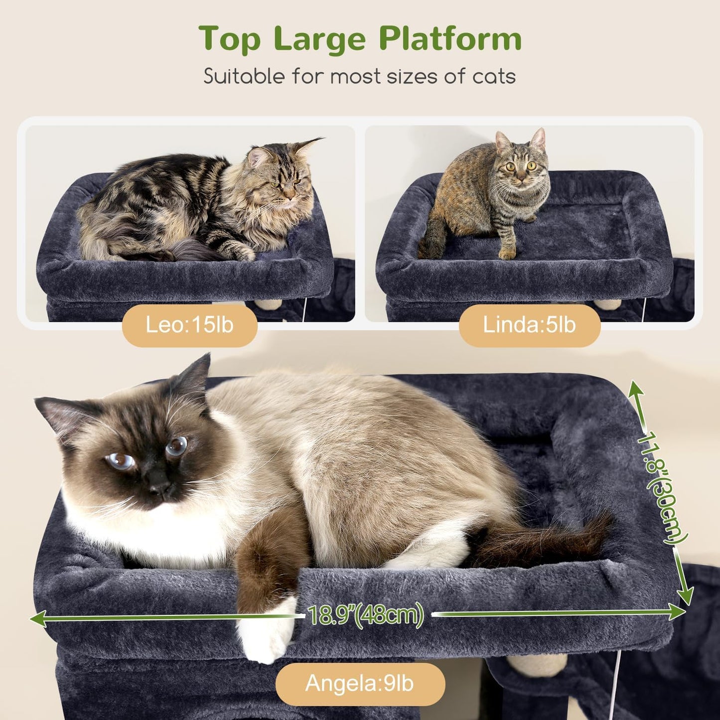 Globlazer Corner Cat Tree 66 inch Multi-Level Climbing Tower Kitty Con