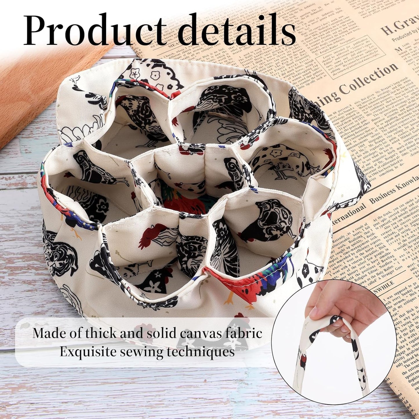 1 Pc Egg Collection Basket, Farmhouse Chicken Egg Holder with 7 Bags, 