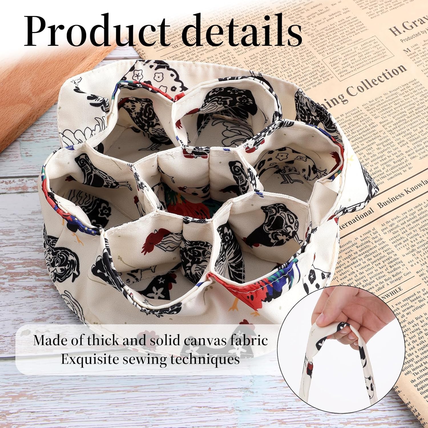 1 Pc Egg Collection Basket, Farmhouse Chicken Egg Holder with 7 Bags, 