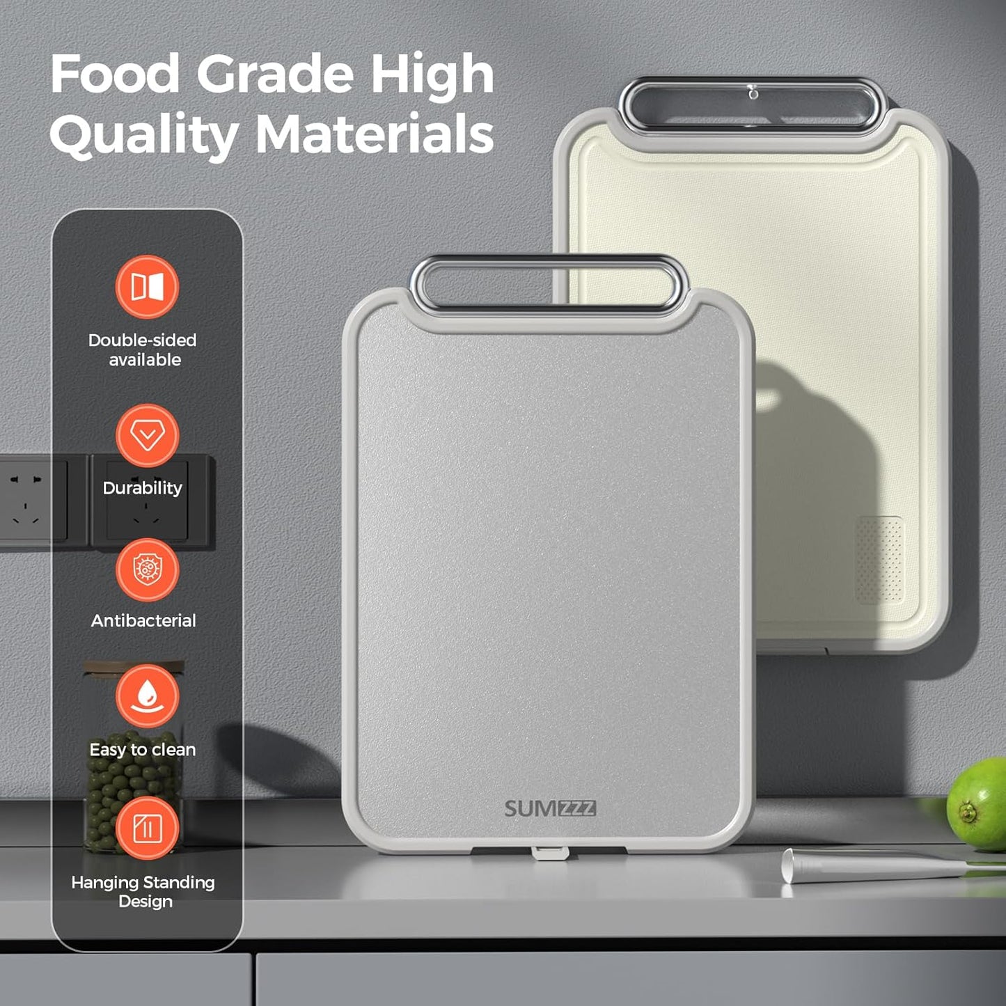 Stainless Steel Cutting Board for Kitchen, 2-in-1 Double-Sided Chopping Board, Food Grade Stainless Steel/PP, Easy to Clean, Large Size, Non-Slip, 16”×11”