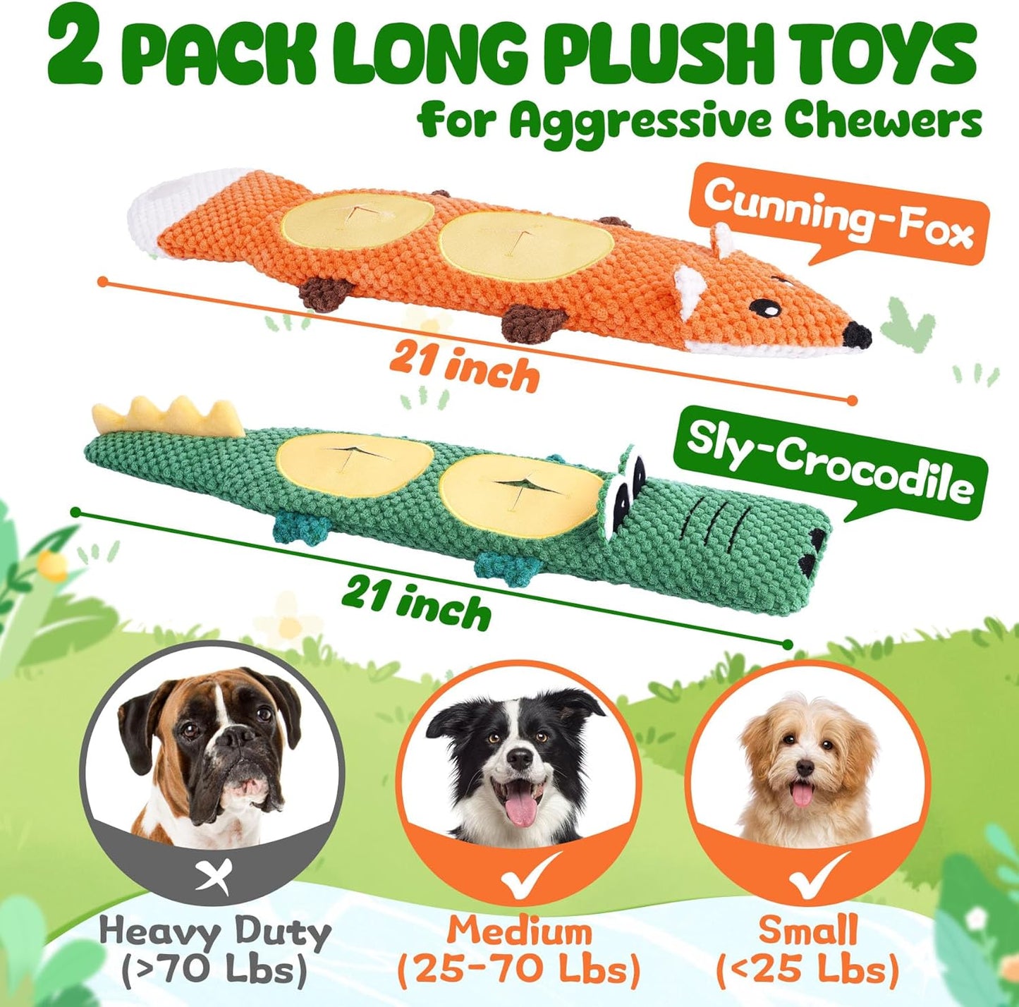 XIUGOAL Dog Toys for Aggressive Chewers, 2 Pack No Stuffing Interactiv