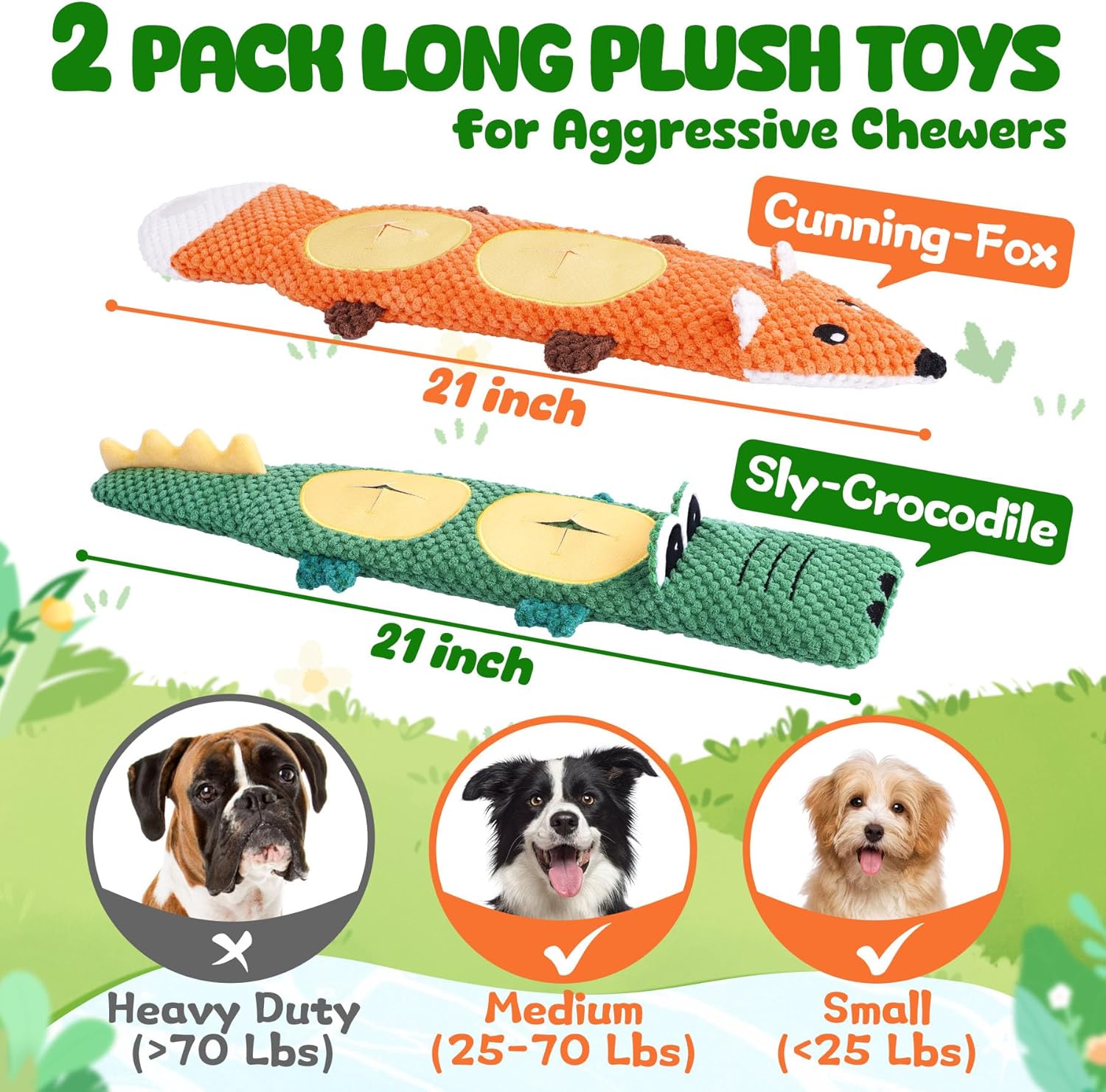 XIUGOAL Dog Toys for Aggressive Chewers, 2 Pack No Stuffing Interactiv