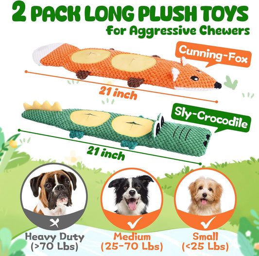 XIUGOAL Dog Toys for Aggressive Chewers, 2 Pack No Stuffing Interactiv