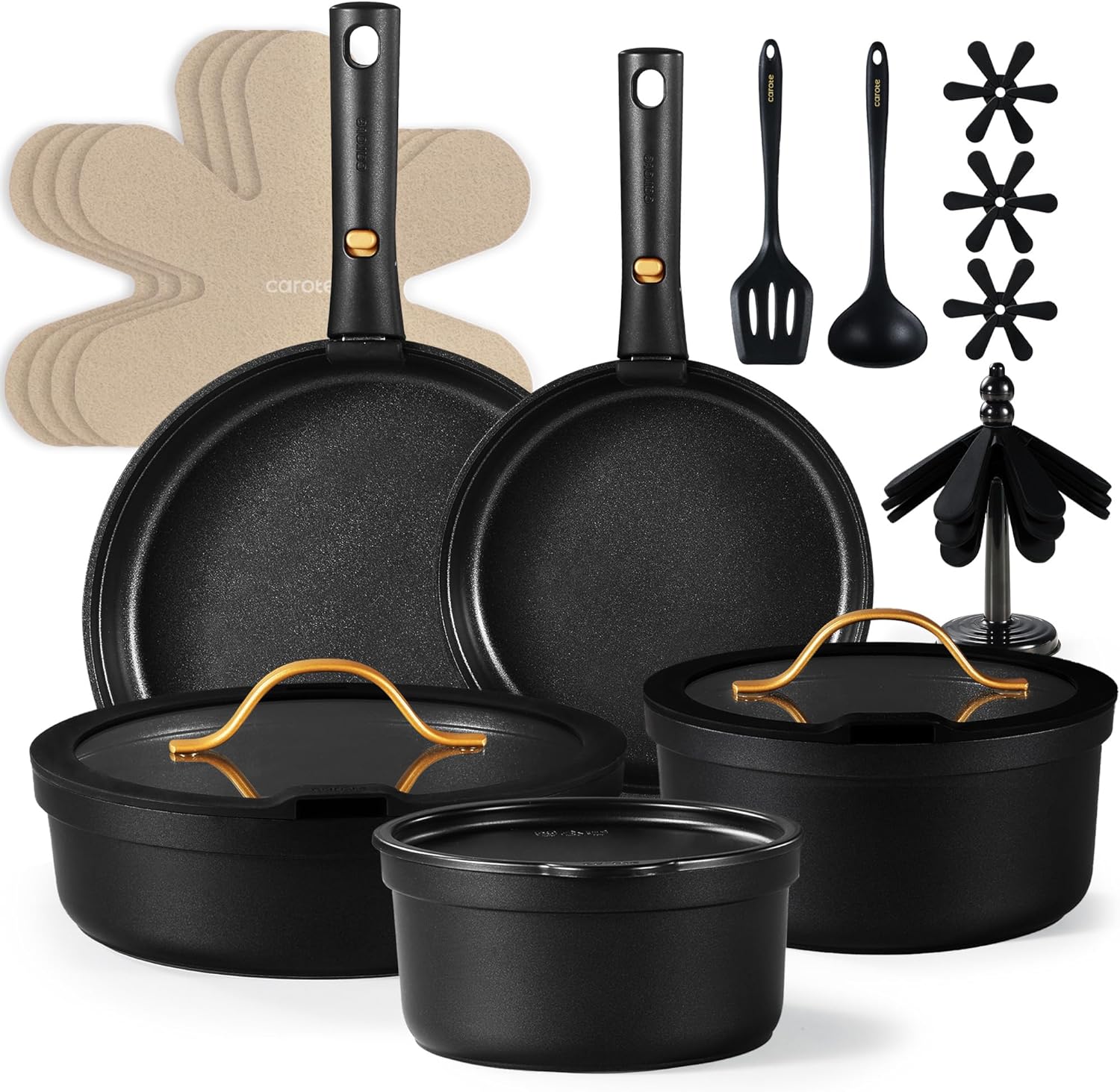 CAROTE 19pcs Pots and Pans Set Non Stick, Nonstick Cookware Set, Dishw