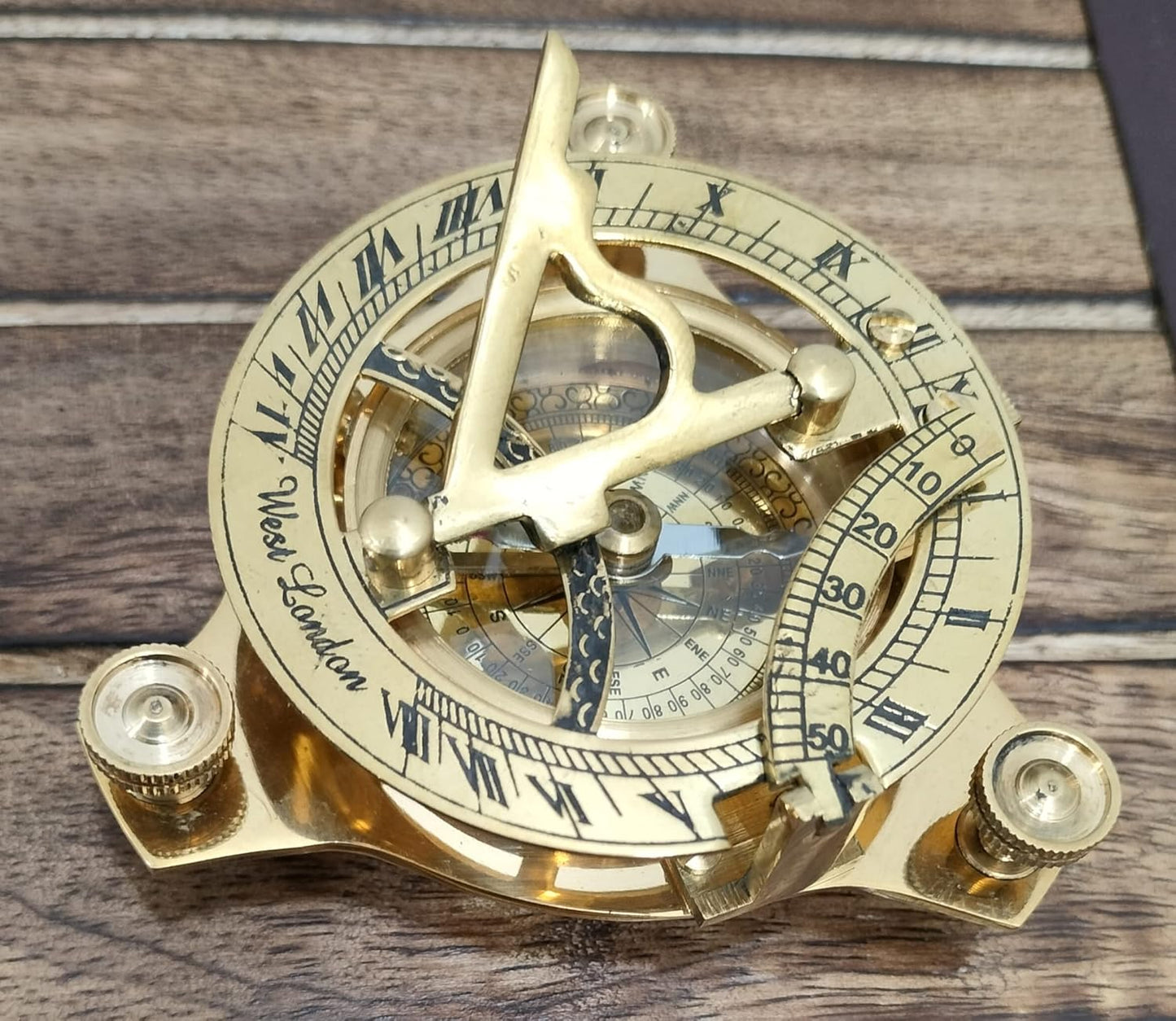 Vintage Shiny Brass Pirate's Booty Compass – Nautical Maritime Sundial Navigation Tool for Travelers, Hikers, Adventure Gear & Collectible Decor