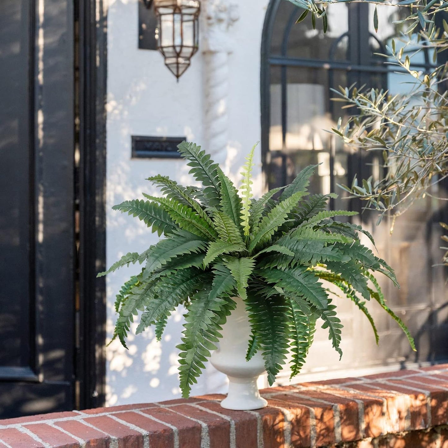 Dremisland Artificial Boston Fern Bush Set of 2 Large Artificial Ferns for Outdoors 30" Fake Ferns Hanging Faux Fern Artificial Bush Plants for Outdoors Planter Indoor Home Garden Porch Decor