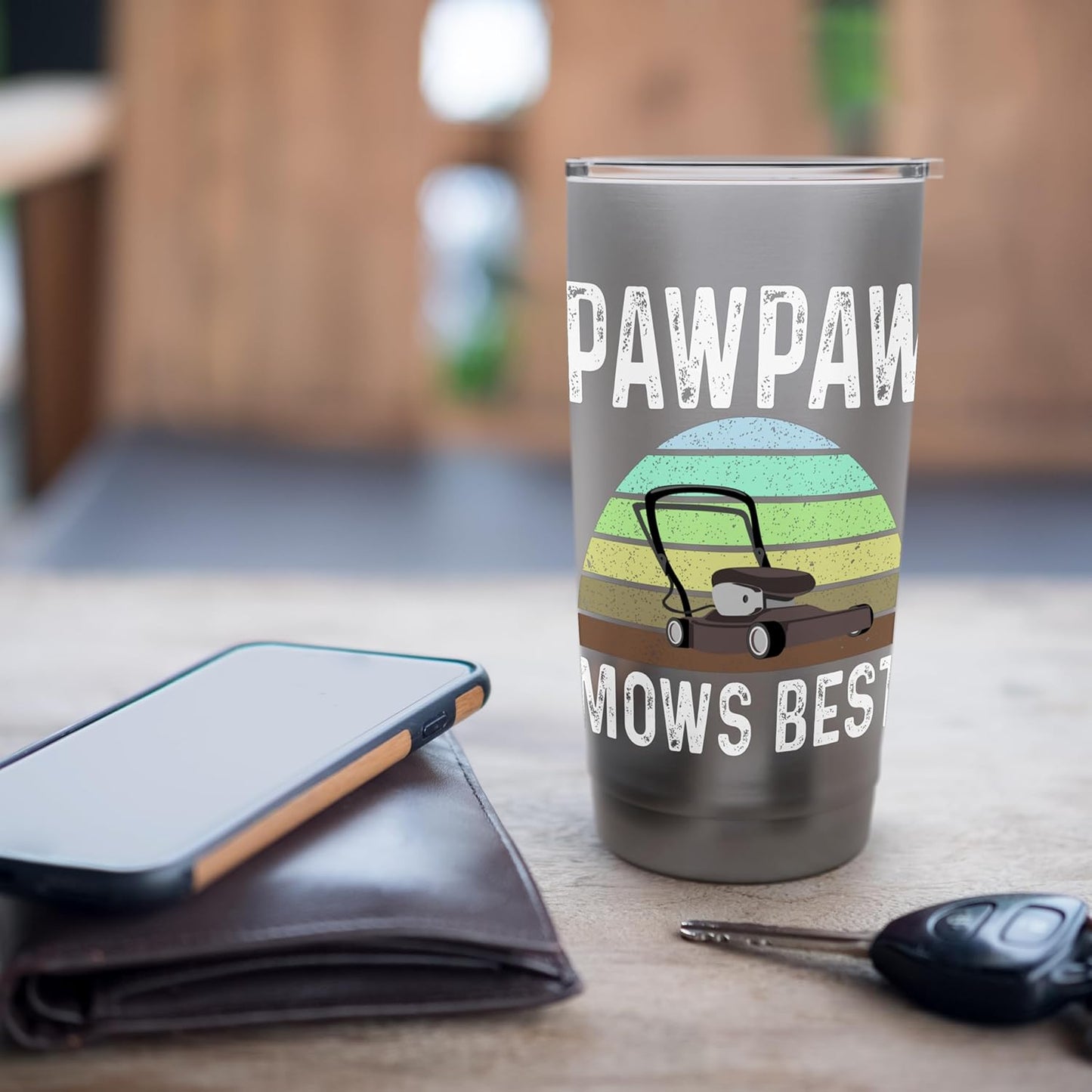Funny PawPaw Mows Best Lawn Care Grass Mowing Lawn Mower Dad Stainless Steel Insulated Tumbler