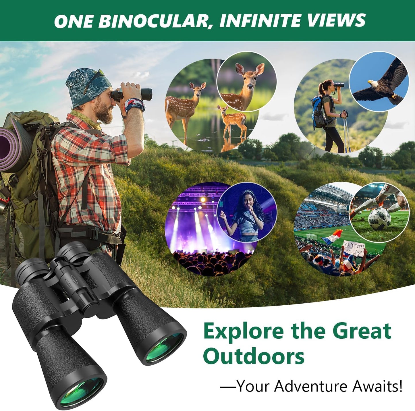 30x50 Binoculars for Adults, High-Powered Compact Professional Binoculars for Bird Watching, Hunting, Sports, Concerts, Travel, Cruise, and Outdoor, Waterproof with Case