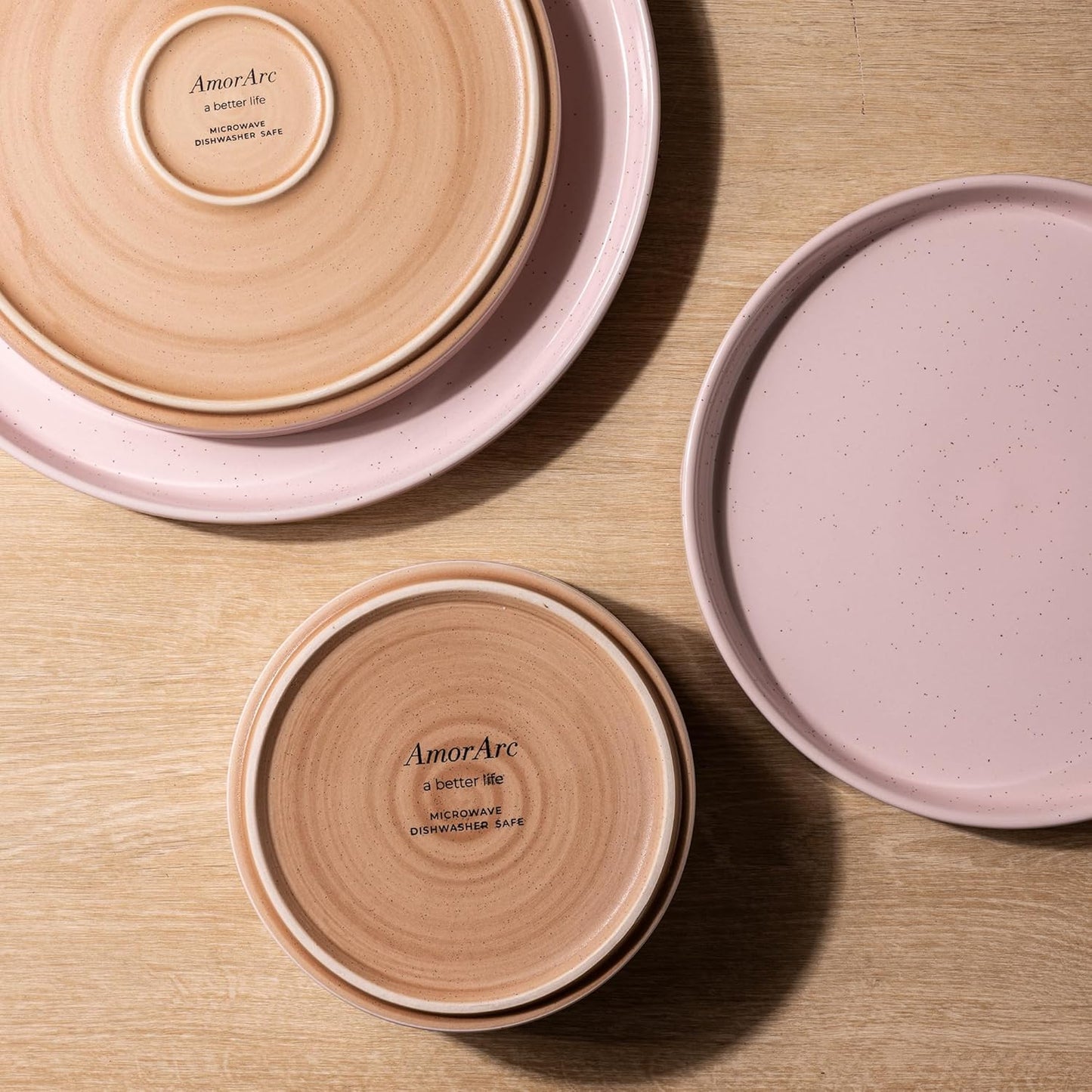 AmorArc Ceramic Dinnerware Set for 4 | Speckled Stoneware Plates and B