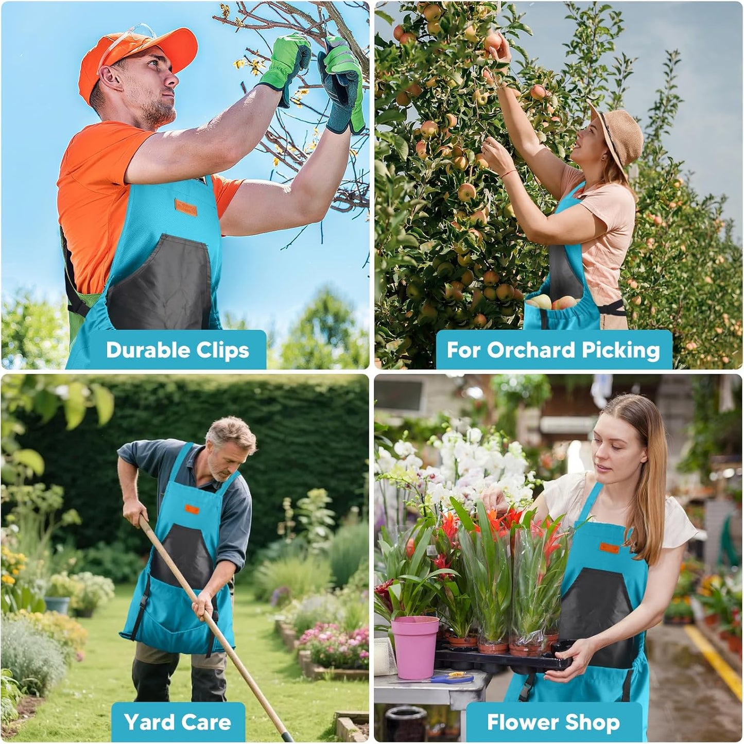 Garden Apron,Harvest Apron with Multi-pocket for Men Women, Adjustable Cross-Back Straps, Gardening Gifts for Mom,Dad