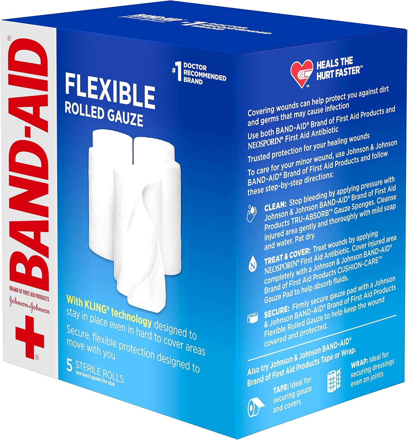 Band-Aid Brand of First Aid Products Flexible Rolled Gauze Dressing fo