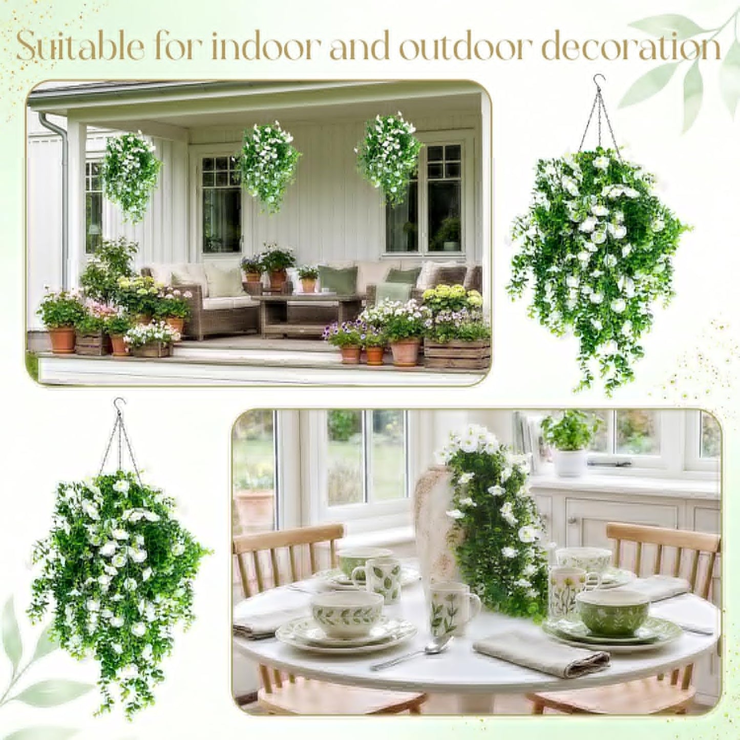 Yinder 2 Set Artificial Eucalyptus and Morning Glory Stems Include 4 P
