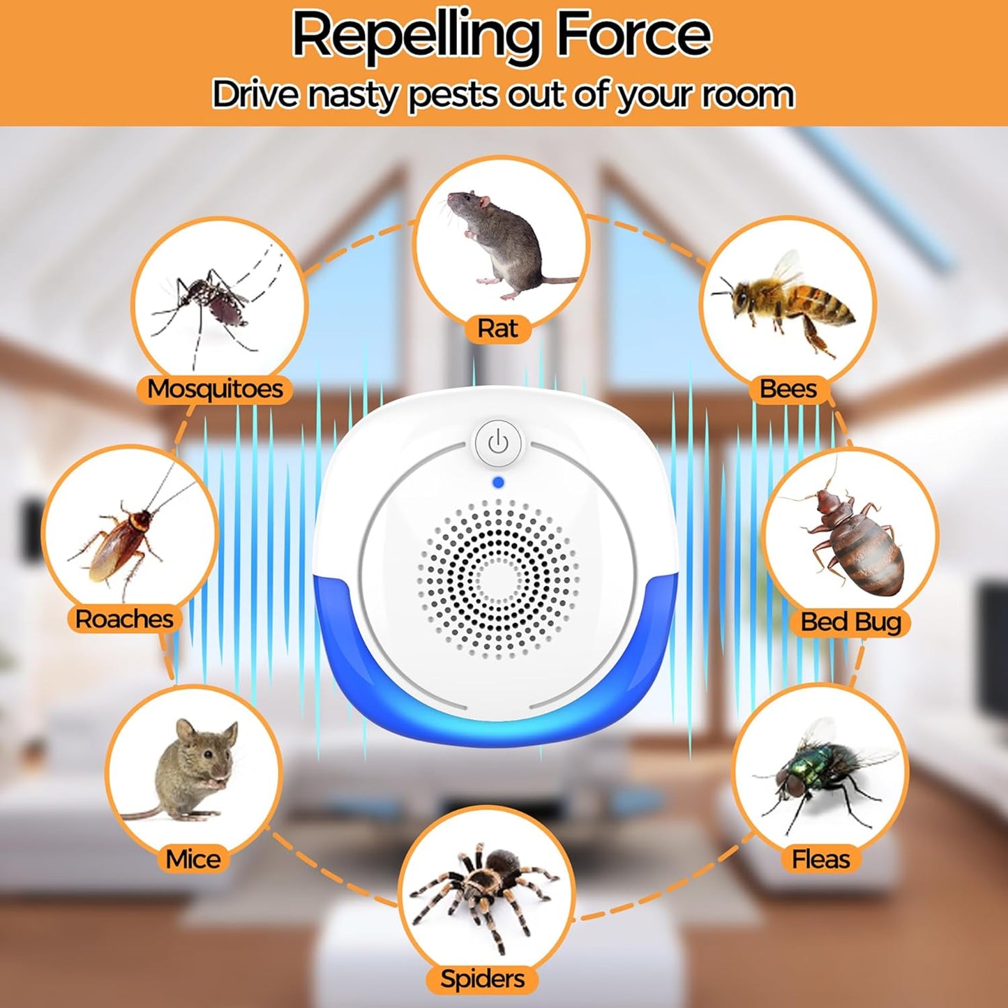 2026 Upgraded Ultrasonic Pest Repellent Indoor Insect Repeller, Pest C