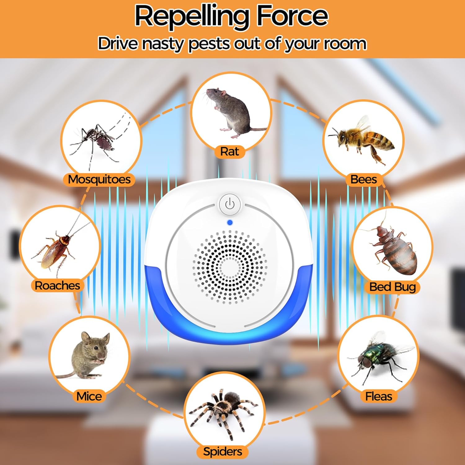 2026 Upgraded Ultrasonic Pest Repellent Indoor Insect Repeller, Pest C