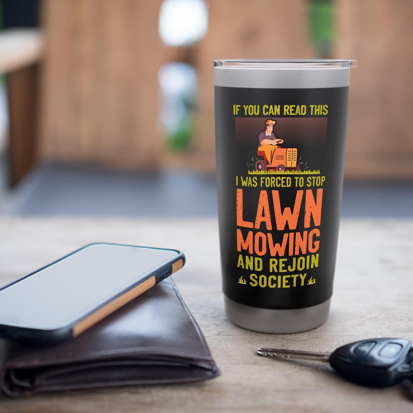 Lawn Mower Mowing Dad Father Landscaper If You Can Read This Stainless Steel Insulated Tumbler