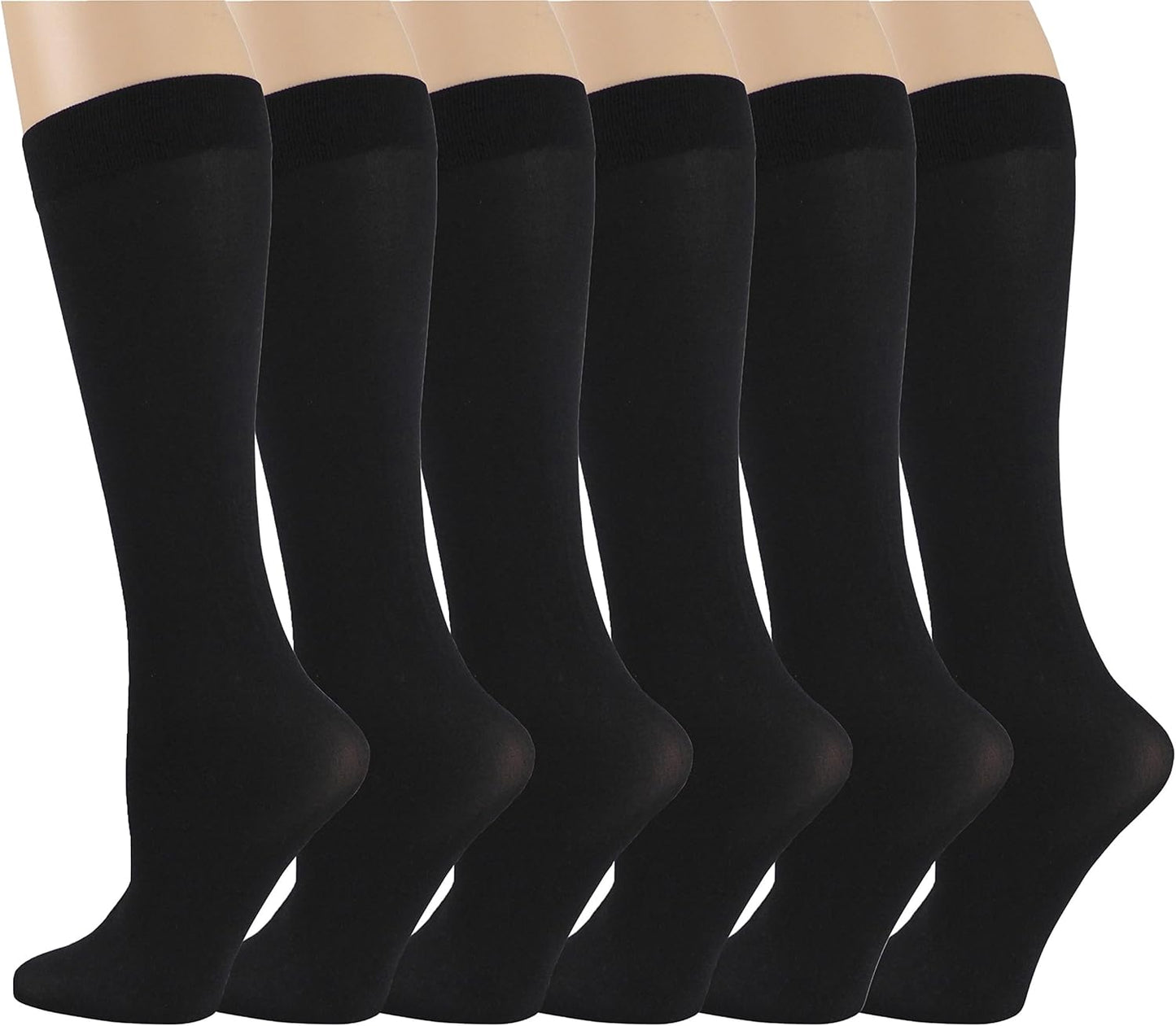 Different Touch 6 Pairs Pack Women Stretchy Spandex Trouser Socks Opaq