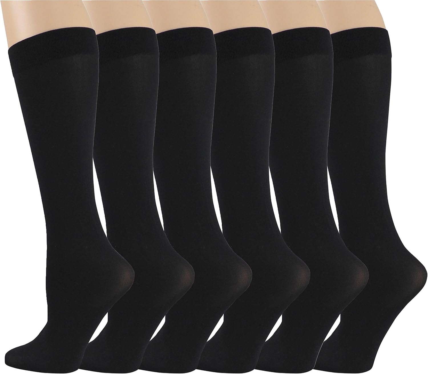 Different Touch 6 Pairs Pack Women Stretchy Spandex Trouser Socks Opaq
