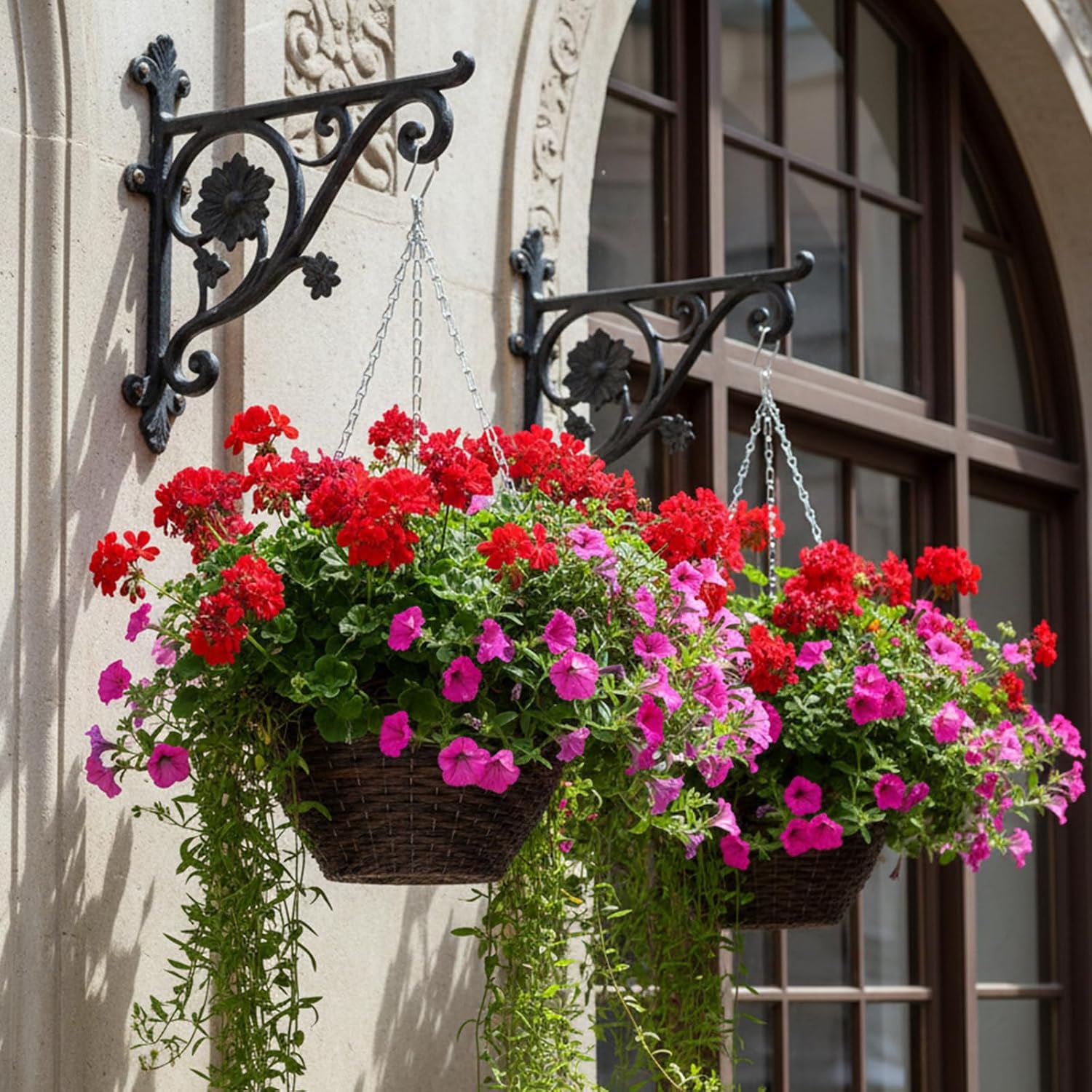 3Pcs 16 Inch Hanging Basket Chain with Hooks, Sliver Metal Flower Plan